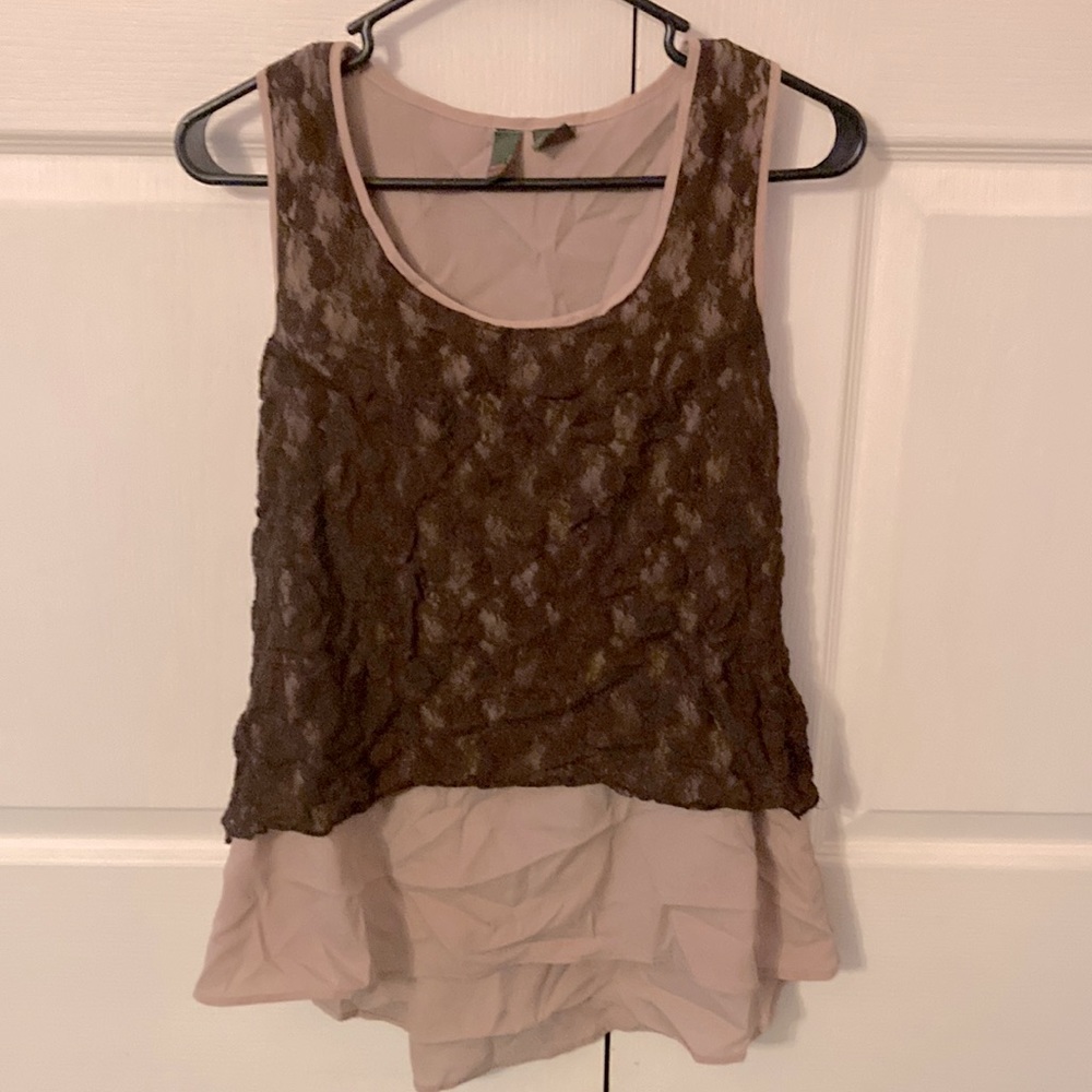 Sere Nade brown lace, sheer tunic tank